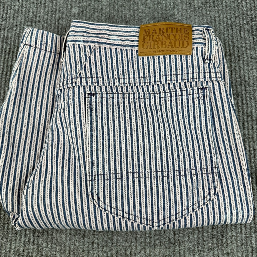 VTG RARE Marithe Francois Girbaud Train Conductor Jean Short 36W Striped Purple